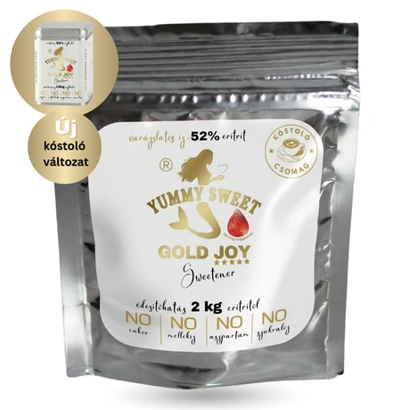 Yummy Sweet Gold Joy édesítőszer  (2 kg eritrit édesítő hatása)- Aszpartám mentes, szukralóz mentes