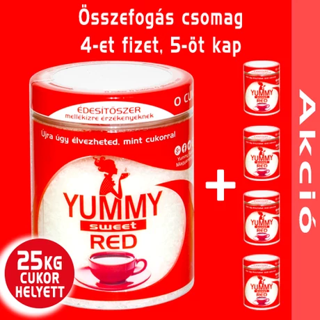 Yummy Sweet Red édesítőszer (25 kg cukor kiváltása) Összefogás csomag